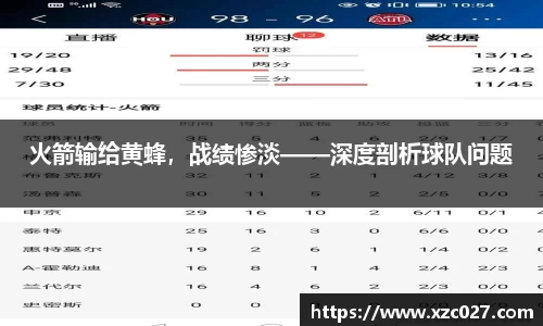 火箭输给黄蜂，战绩惨淡——深度剖析球队问题